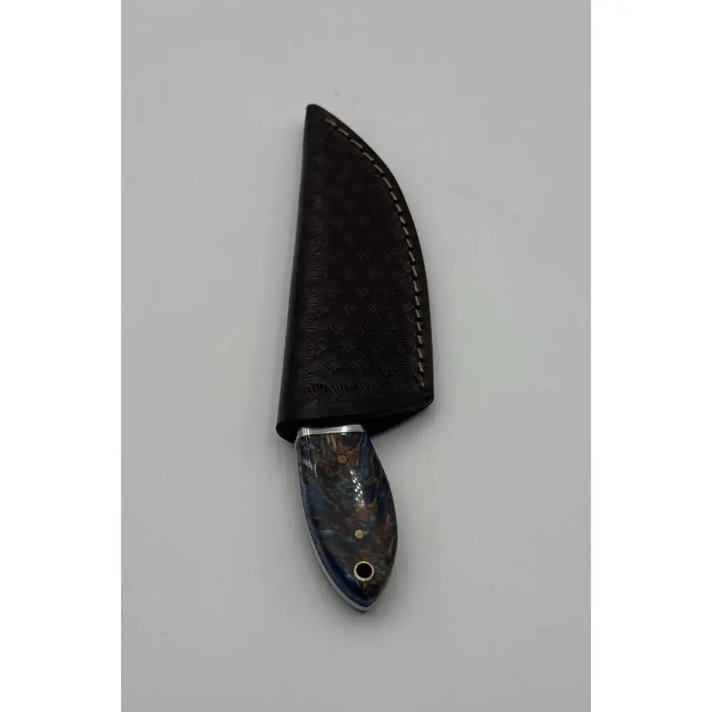 Handmade Damascus Steel Fixed Blade Knife w/ Leather Sheath – Pakistan Made NEW